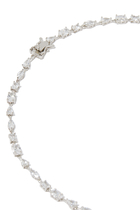 Multi-CZ Delicate Reviere Necklace, Rhodium-Plated Brass & Cubic Zirconia